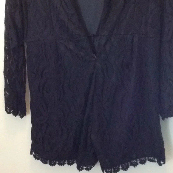 Black Lace Long Sleeve Romper Size 3X - Picture 5 of 8
